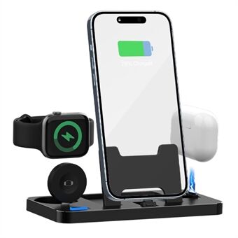 GY-Z17 3-In-1 Desktop Phone Charger 15W Wireless Charger Stand Holder for Apple Watch / AirPods / iPhone