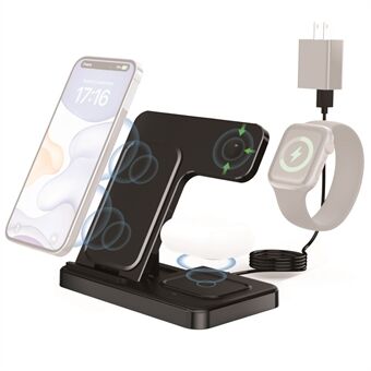 GY-Z5G 3-in-1 Desktop Foldable Wireless Charger Phone Watch Earphone Fast Charging Stand