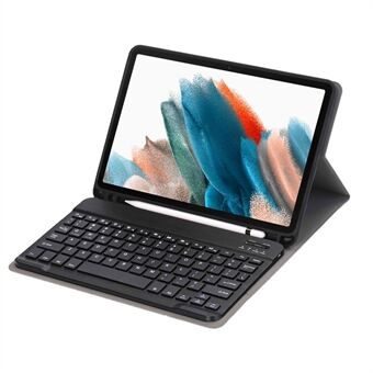 A08B til Samsung Galaxy Tab A8 10.5 (2021) SM-X205 / X200 Pen Slot Design PU Læder+TPU Tablet Stand Case med Bluetooth Keyboard