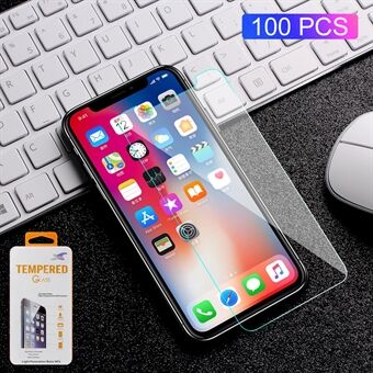 100PCS / Lot 0,3 mm hærdet glas skærmbeskyttelsesfilm til iPhone (2019) / XS / X  Arc Edge
