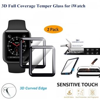 3D Fuldskærms Beskyttelse til Apple Watch Series 3/2/1 38mm - 2 stk