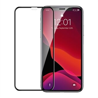 Edge til iPhone 11 Pro  (2019)/X/XS  2 stk/pakke Buet skærm hærdet glas + PET-kantskærmbeskytter med installationsbakke - sort