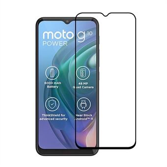 Fuldskærmsdækning Silketryk Anti-spy hærdet glas beskyttelsesfilm (sidelim) til Motorola Moto G10 Power
