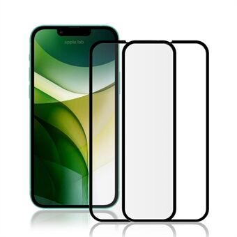 AMORUS 2 stk fuld lim gennemsigtigt hærdet glas anti-ridse silke print fuld skærm dækkende beskytter til iPhone iPhone 13/13 Pro  - Sort