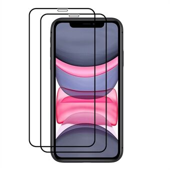 AMORUS 2 stk Fuld beskyttelse Fuld lim Dobbelt forsvarssilkeudskrivning HD Clarity hærdet glasfilm til iPhone 11 Pro Max  - Sort