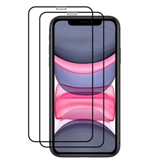 AMORUS 2stk klar fuld lim Sekundær hærdende anti-eksplosion silke print fuld størrelse hærdet glas skærmbeskytter til iPhone 11  - sort