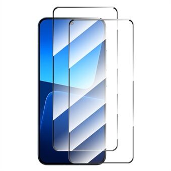 ENKAY HAT Prince 2 Stk / Sæt Til Xiaomi 13 5G Sensitive Touch Eksplosionssikker skærmbeskytter 0.26mm 9H 2.5D Arc Edge Fuld Lim Høj Aluminium-silicium glasfilm