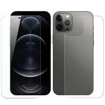NORTHJO Front+Bag hærdet glasfilm til iPhone 12 Pro Max 6,7 tommer, A+ glas 9H hårdhed skærmbeskytter HD klar 0,3 mm 2,5D anti-ridse skærmfilm