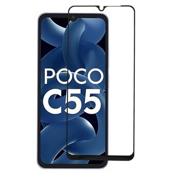 Til Xiaomi Poco C55 4G Skærmbeskytter af hærdet glas Silketryk sort Edge film fuld lim