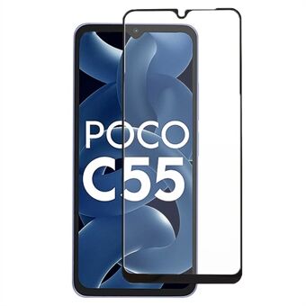 Til Xiaomi Poco C55 4G Silketryk Hærdet glasfilm HD Clear Full Glue Telefon fuldskærmbeskytter