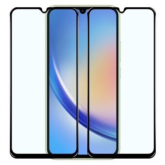 NORTHJO 2 stk A+ telefon skærmbeskytter til Samsung Galaxy A34 5G, 0,3 mm 2,5D høj aluminium-silikon glas silke printfilm - sort