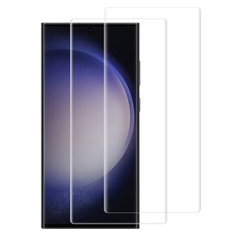 RURIHAI 2 stk/sæt til Samsung Galaxy S23 Ultra hærdet glas skærmbeskytter 3D buet UV-skærm Flim (oplåsning med fingeraftryk)