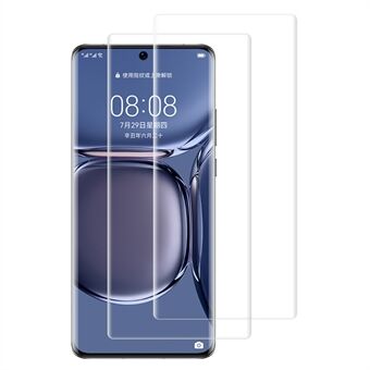 RURIHAI 2 stk/sæt 3D buet UV hærdet glas Flim til Huawei P50 Pro Anti-ridse skærmbeskytter (oplåsning med fingeraftryk)