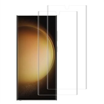 RURIHAI 2 stk/sæt hærdet glasfilm til Samsung Galaxy S23 Ultra, 0,3 mm 3D buet UV-skærmbeskytter (ultrasonisk fingeraftrykslås)