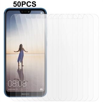 50 stk / pakke telefonskærmbeskytter til Huawei P20 Lite (2018) / Nova 3e (Kina) , hærdet glas 0,3 mm 2,5D klar film