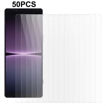50 STK til Sony Xperia 1 V hærdet glas 2,5D lysbue skærmbeskytter 0,3 mm anti-støv telefon skærmfilm