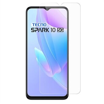 Til Tecno Spark 10 5G Anti-støv hærdet glas telefon skærmbeskytter 0,3 mm Arc Edge skærmfilm