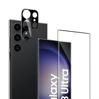 Til Samsung Galaxy S23 Ultra fuld skærmbeskytter 3D buet sidelim Anti-ridse hærdet glasfilm med linsefilm