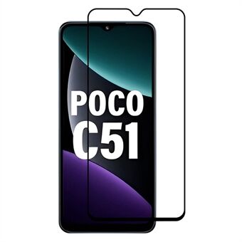 RURIHAI 0,26 mm skærmbeskytter til Xiaomi Poco C51 4G, høj aluminium-silicium glas sekundær hærdende fuldskærm telefonfilm