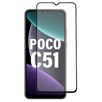 Til Xiaomi Poco C51 4G hærdet glas fuld skærmbeskytter sort Edge fuld lim silke trykfilm
