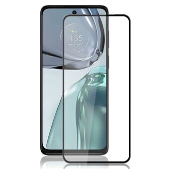 AMORUS hærdet glas film til Motorola Moto G62 5G Silke Printing Full Glue Telefon Skærmbeskytter - Sort