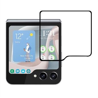 Til Samsung Galaxy Z Flip5 5G Hærdet glas fuld skærmbeskytter silketryk fuld lim bagpå lille skærm film