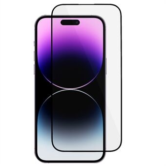 Til iPhone 15 Pro Max galvaniseret silketryk fuld dækning skærmbeskytter fuld lim hærdet glasfilm