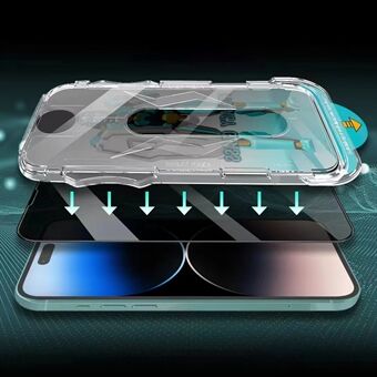 JRNLT til iPhone 15 Pro 28 graders anti-spion telefon skærmbeskytter Anti-eksplosion hærdet glas film