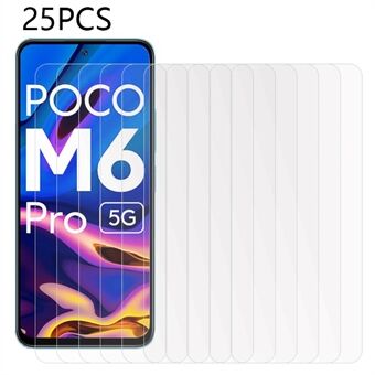25 STK Skærmbeskytter til Xiaomi Poco M6 Pro 5G, hærdet glas Ultra Clear beskyttende skærmfilm