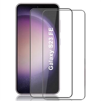 AMORUS 2 stk HD klar skærmbeskytter til Samsung Galaxy S23 FE, fuldlim hærdet glas silke trykfilm - sort