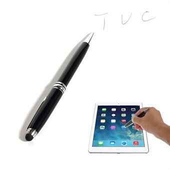 Sort 2-i-1 Stylus Touch Pen + kuglepen til iPhone 6 iPad Samsung Sony HTC
