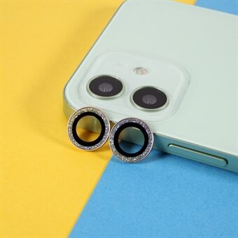 2 stk diamant kamera linsebeskytter metal Ring linse glas film [tilfældig farve] til iPhone 12/12 mini/11