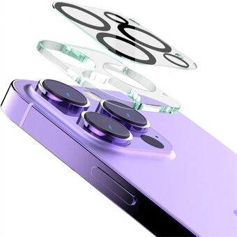 IMAK anti-ridse linsebeskytter til iPhone 14 Pro / 14 Pro Max, hærdet glas kamera linsefilm + akryl linsehætte