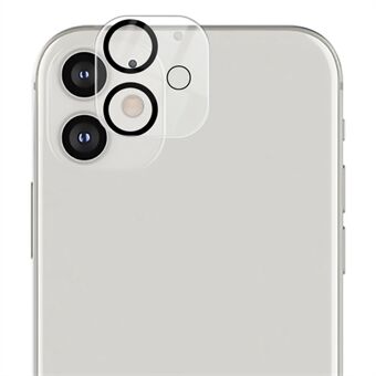 AMORUS HD kameralinsebeskytter til iPhone 12 6,1 tommer, støvtæt silketryk Hærdet glas kameralinsefilm med sort cirkel