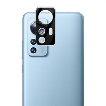 AMORUS Anti-ridse kamera linsebeskytter til Xiaomi 12X 5G / 12 5G, anti-støv silke print HD klart hærdet glas linse beskyttelsesfilm - sort