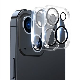 ENKAY HAT-PRINCE 2 stk./sæt til iPhone 14/14 Max bagkamera linsefilm hærdet glas fuldcover linsebeskytter, sort Ring