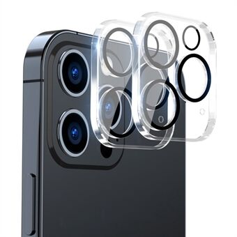 ENKAY HAT-PRINCE 2 stk/sæt til iPhone 13 Pro /13 Pro Max Full Cover Kameralinsebeskytter Klar hærdet glasfilm, sort Ring