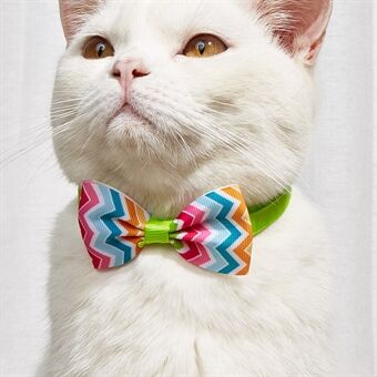 TG-HP109 Cute Wave Stripe Bowtie Frugtmønster trykt slips Pet Kat Hund Justerbare Halsbånd Sæt