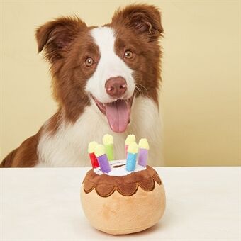 Blødt sødt udstoppet plys fødselsdagslys kage knirkende kæledyr Hundelegetøj Festdekoration