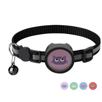 Silikone etui til AirTag Reflekterende Pet Collar GPS Tracker Cover med Klokkevedhæng og Klistermærke