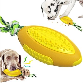 GLQ-05 Food Treat Dispensing Hunde Tyggelegetøj TPR Pet Squeaky Legetøj med lyd til hundengøring af tænder Rugby Ball Tool (med FDA, BPA-fri)