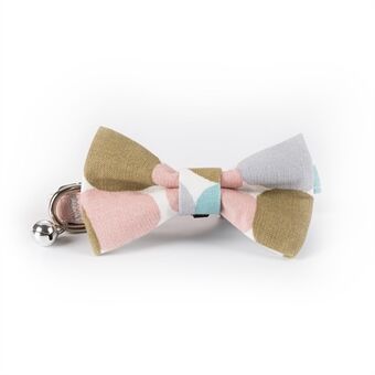 Colorized Dot Pattern Adjustable Dog Cat Bow Tie Collar with a Bell
