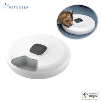 PETONEER 6-måltiders automatisk kæledyrsfoder med TFT-skærm og digital timerfølsomme knapper Tørfoderdispenser til katte og små hunde