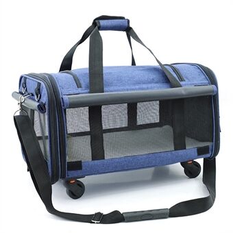 LDLC QS-019 Large Capacity Portable Pet Bag with Detachable Wheels Breathable Dog Cat Container Travel Pet Carrier Case