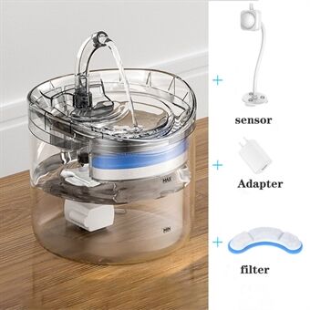 2L automatisk kæledyrsvandfontæne med vandhane Kattevanddispenser Transparent filterdrikker til hundesensor drikkefoder (Smart sensorversion)