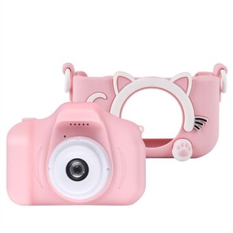 X200 2,0 tommer HD dobbelt linse Kids minikamera tegneserie kat anti-drop selfie legetøj