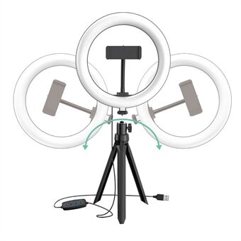 UN-205 8\'\' LED- Ring med Stand og telefonholder Desktop Selfie Circle Lampe til YouTube Videofotografering Makeup