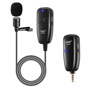 UHF 50m trådløs Lavalier Lapel Mikrofon Interview Stemmeoptagelse Mic System til iPhone Android DSLR kamera
