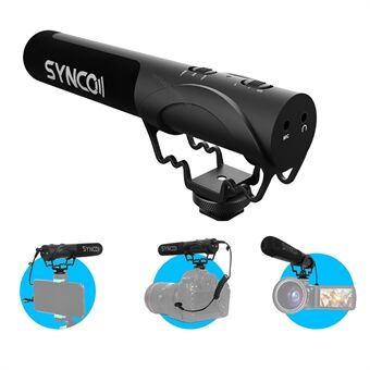 Synco Mic-M3 videohaglgevær Live-streaming kardioidmikrofon med stødbeslag til DSLR\'er/videokameraer/smartphones/tablets/bærbare computere
