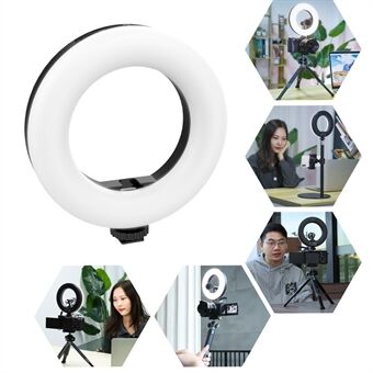 VIJIM VL64 Mini Selfie LED- Ring 3 lystilstande 3200K-5600K med Cold Shoe Mount til Vlog Live